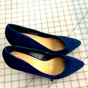 Navy Saks Fifth Avenue Blue Suede Wedges